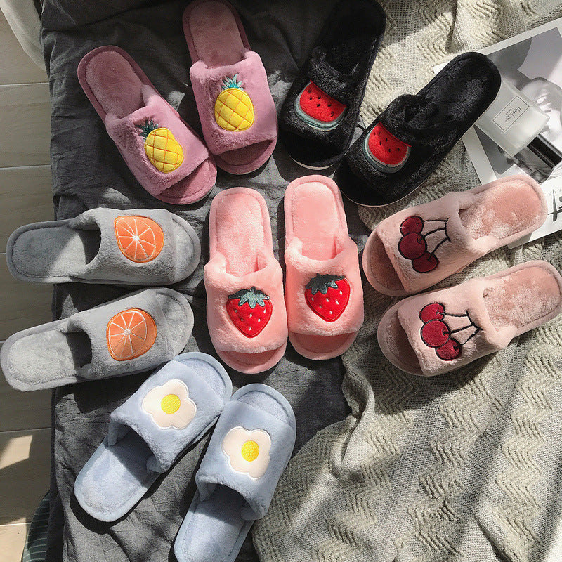 Fruit fur slippers