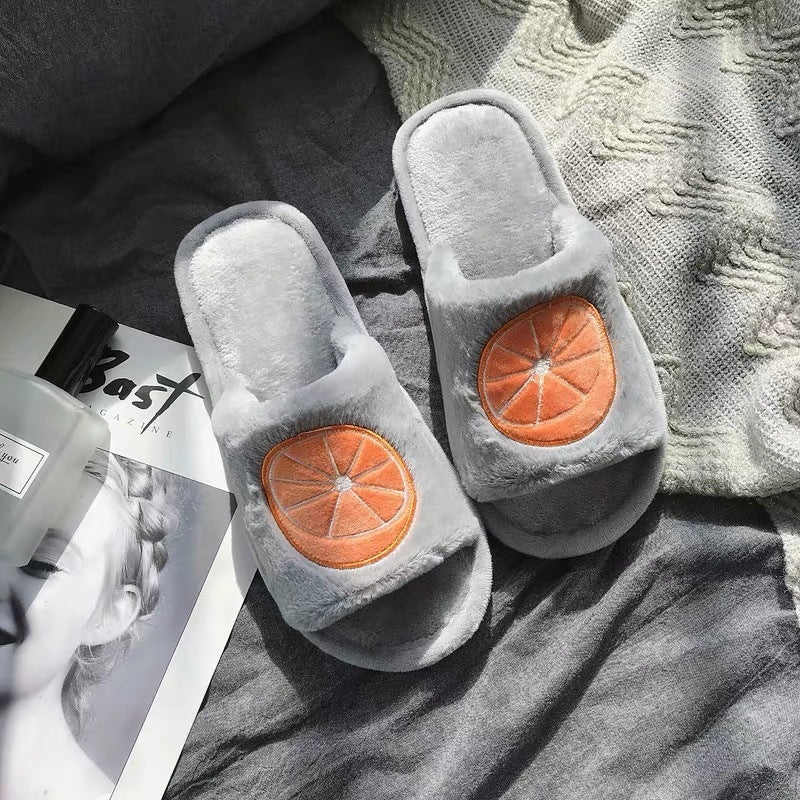 Fruit fur slippers