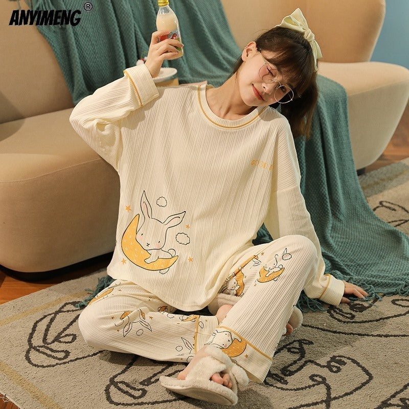 Pajamas Women Autumn And Winter Long-sleeved Pure Cotton