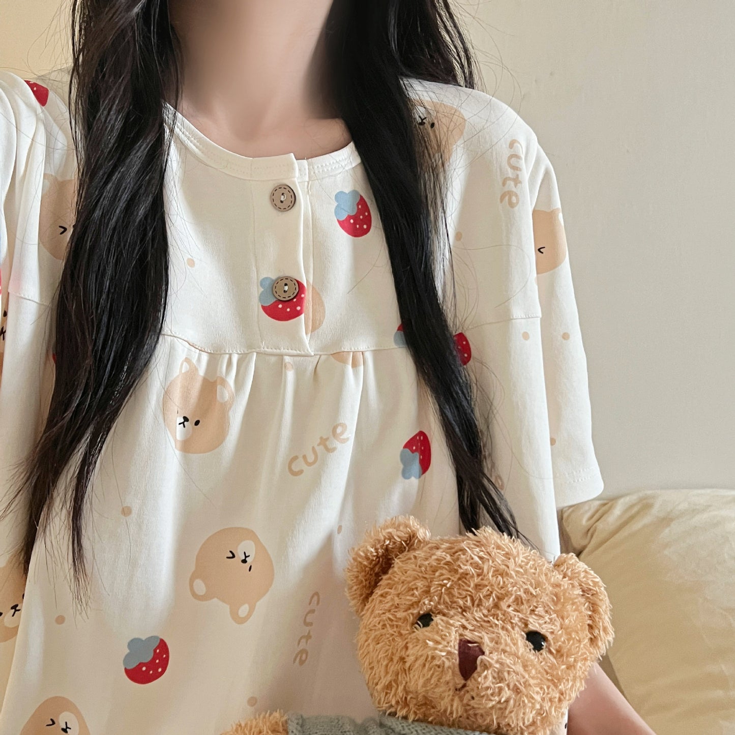 Cotton Three-piece Pajamas For Women Spring And Summer