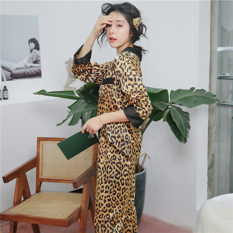 Lapel Home Service Suit Silk Pajamas Women