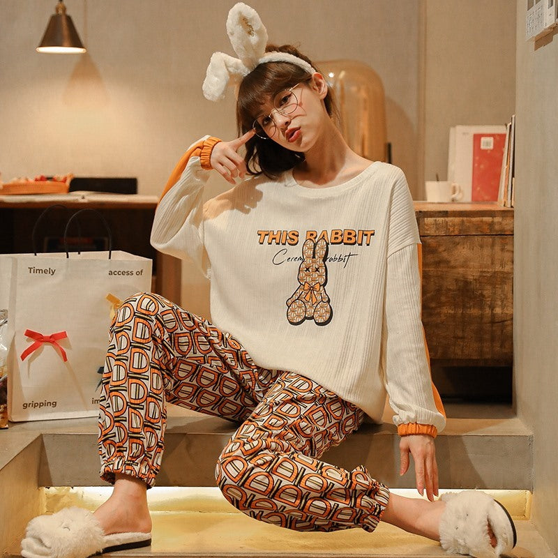 Pajamas Women Autumn And Winter Long-sleeved Pure Cotton