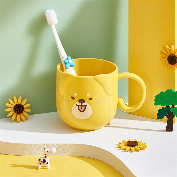 Children's Cute Cartoon Mouthwash Fashionable Shatterproof Plastic Handle Cup