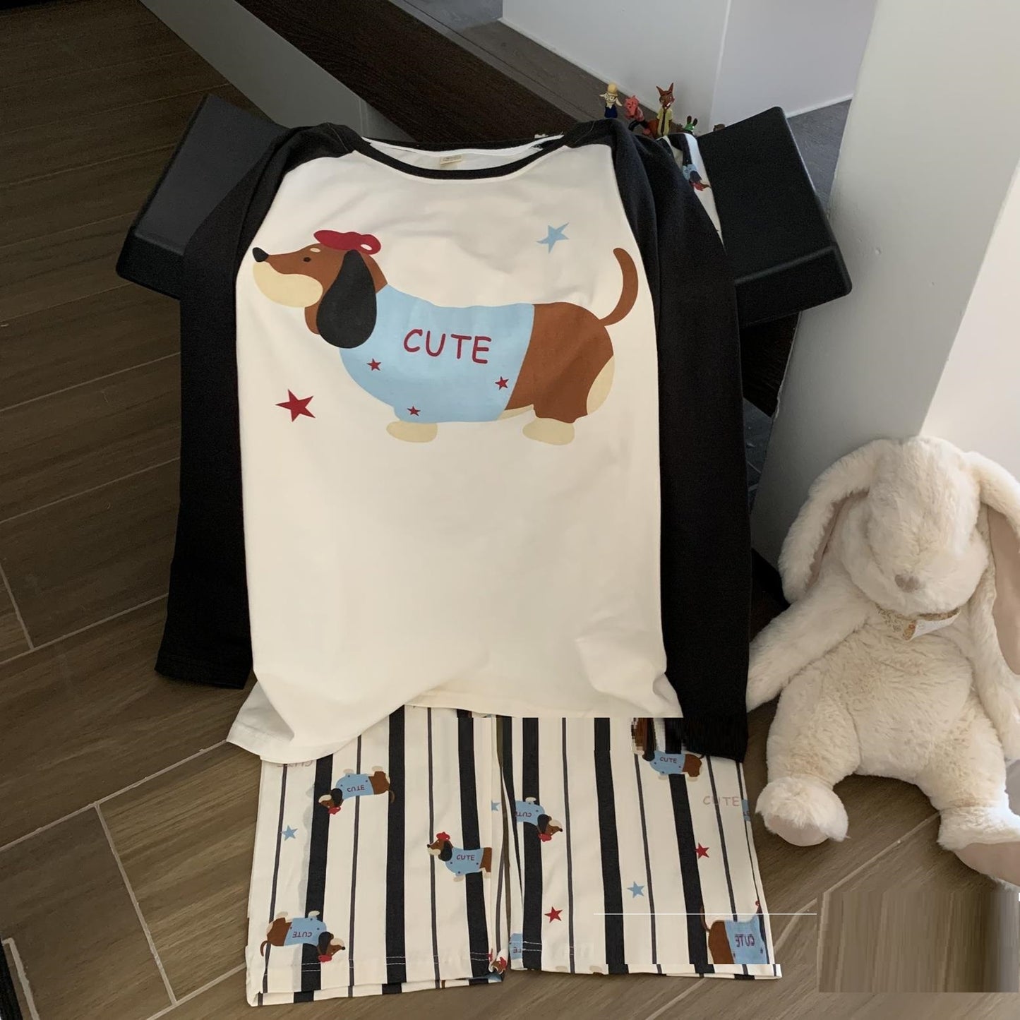 Cartoon Casual Cute Dachshund Couple Pajamas Women