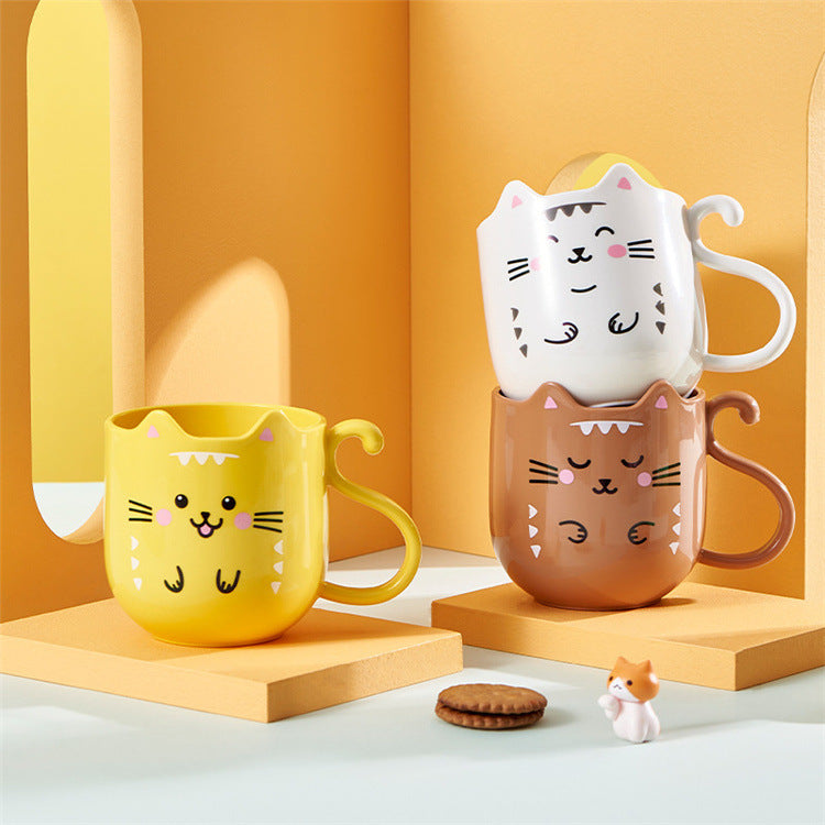 Children's Cute Cartoon Mouthwash Fashionable Shatterproof Plastic Handle Cup