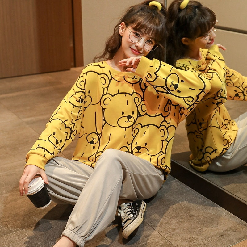 Pajamas Women Autumn And Winter Long-sleeved Pure Cotton