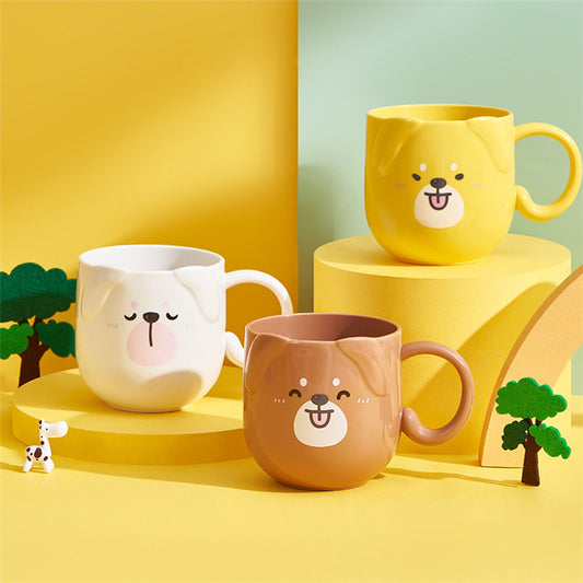 Children's Cute Cartoon Mouthwash Fashionable Shatterproof Plastic Handle Cup