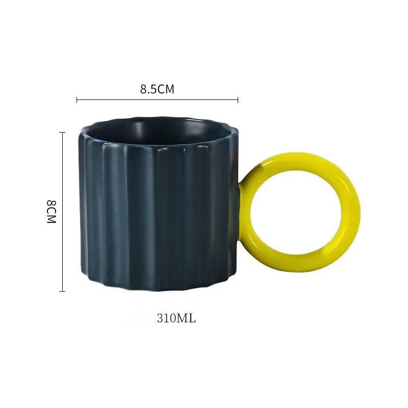 Nordic Ins Color Contrast Big Ear Ceramic Mug With High Color Value