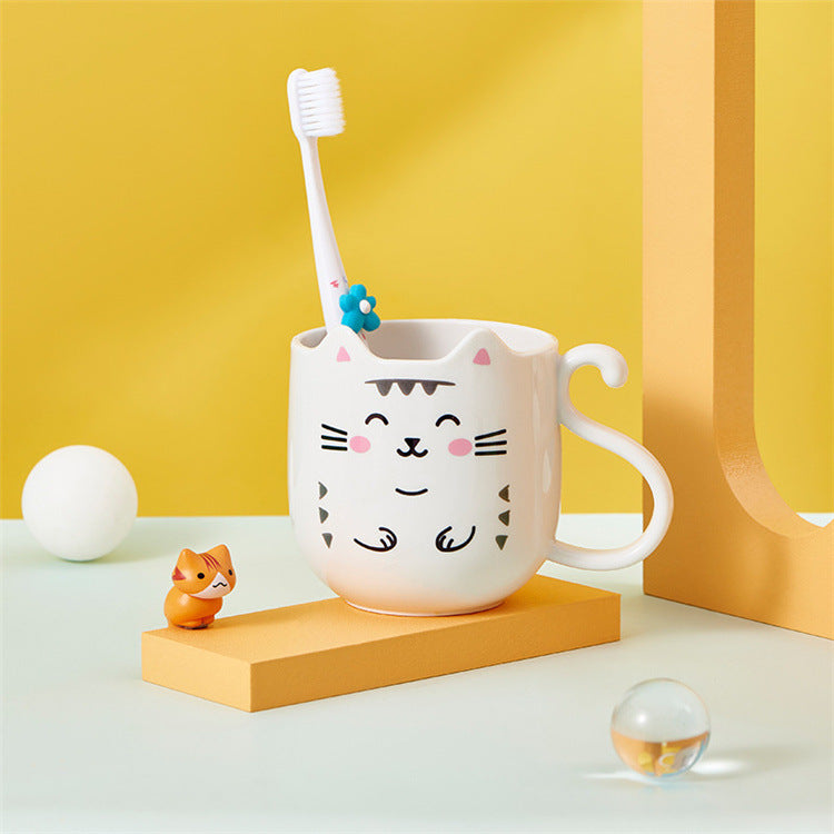 Children's Cute Cartoon Mouthwash Fashionable Shatterproof Plastic Handle Cup