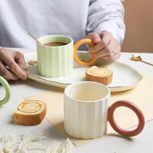 Nordic Ins Color Contrast Big Ear Ceramic Mug With High Color Value