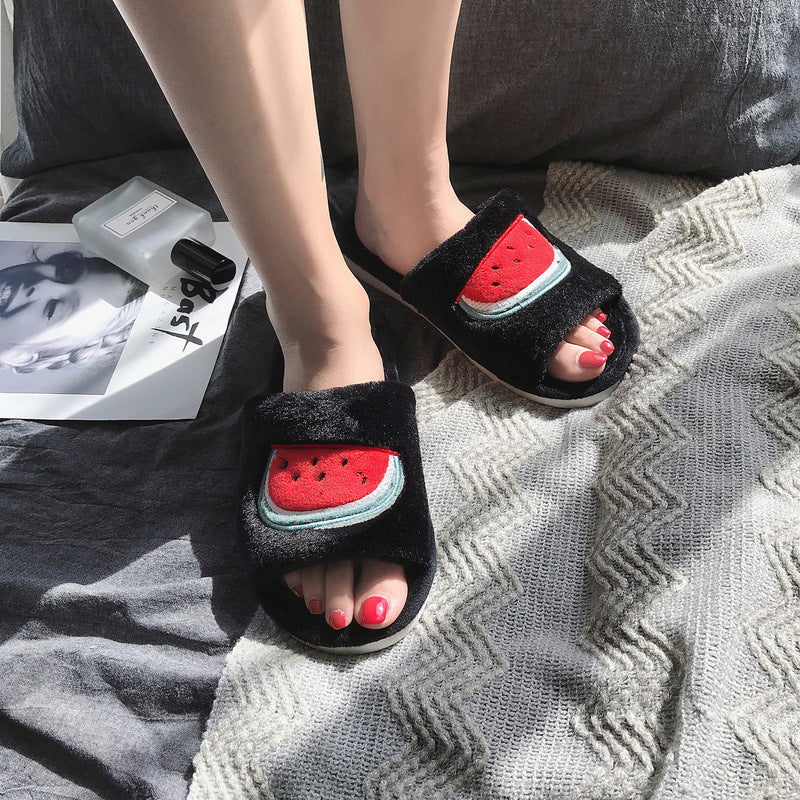Fruit fur slippers