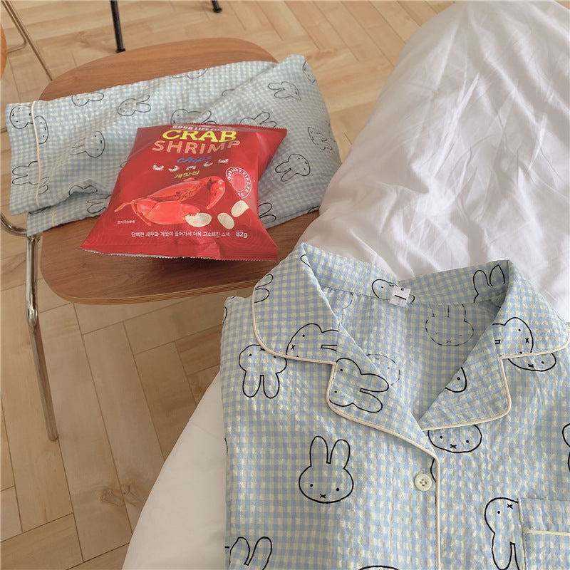 Cute Rabbit Pajamas For Women Sweet Long Sleeve Cardigan Suit