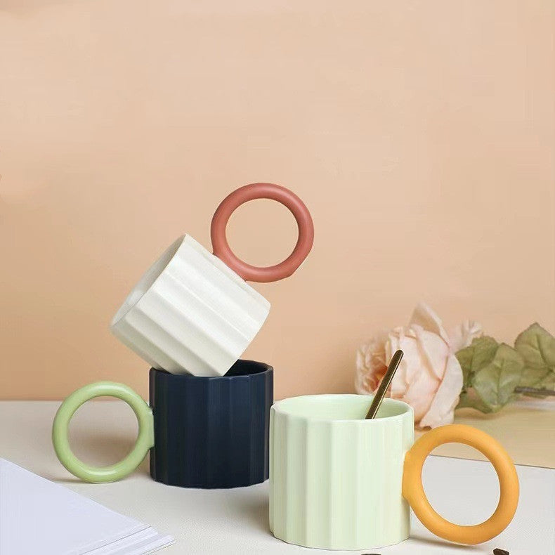 Nordic Ins Color Contrast Big Ear Ceramic Mug With High Color Value