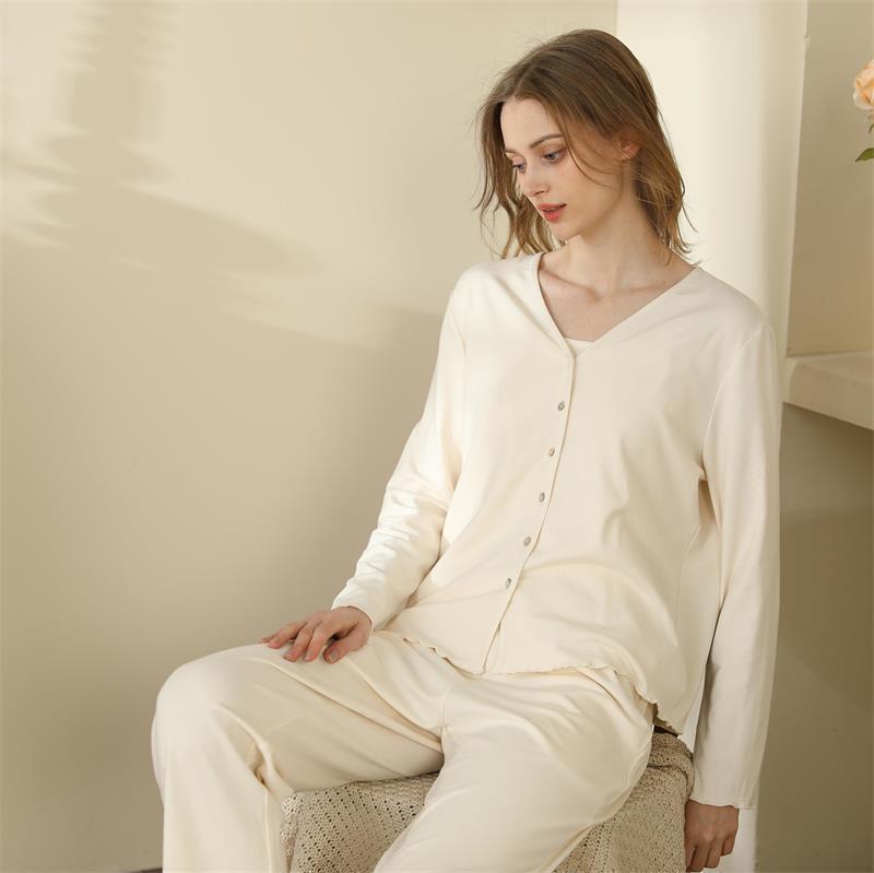 Homewear With Braces Cardigan French Style Three-piece Pajamas For Women