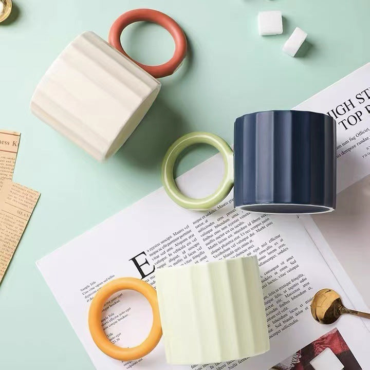 Nordic Ins Color Contrast Big Ear Ceramic Mug With High Color Value