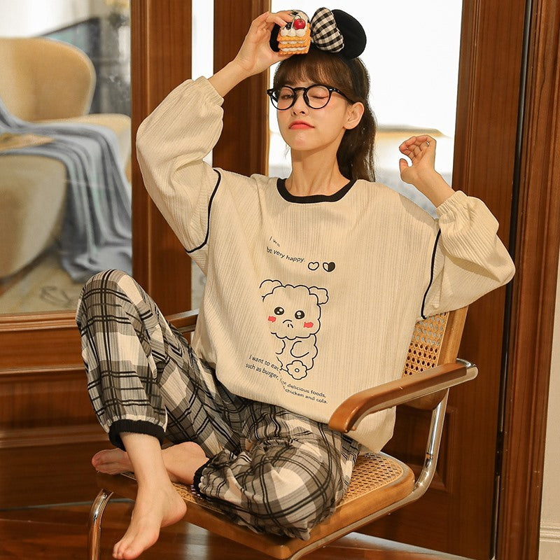 Pajamas Women Autumn And Winter Long-sleeved Pure Cotton